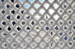 Frost Covered chain link fences